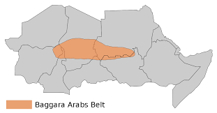 Area from Nigeria to Sudan occupied by the Baggara, many of whom were supporters of the Mahdi
